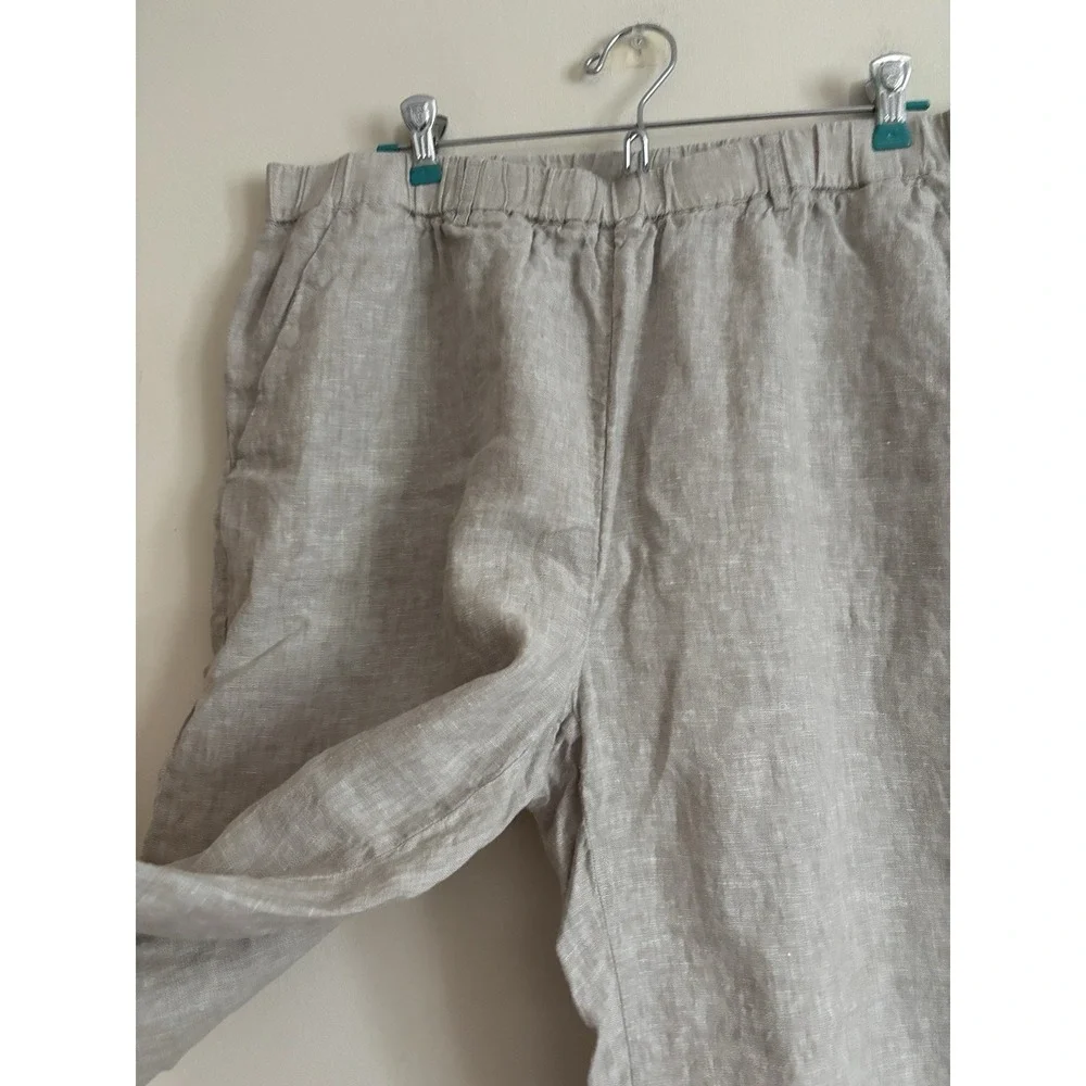Quince Womens XL European Linen Pants Oatmeal Beige Chic Minimalist Pull On